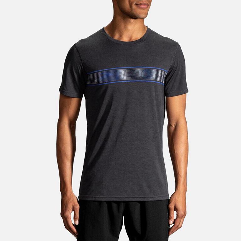 Brooks Distance Graphic - Mens Short Sleeve Running Shirt - Grey (23756ETZQ)